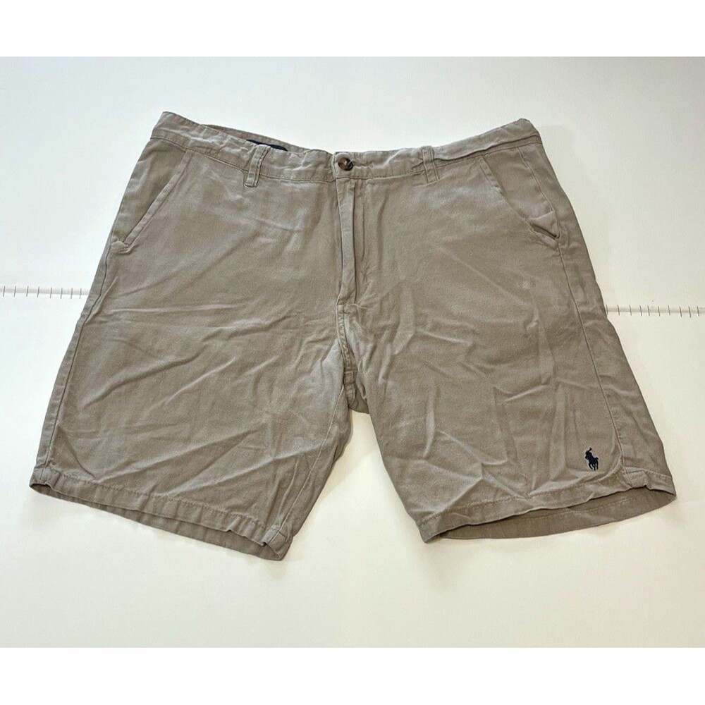 Polo RL Men’s Beige Chino Shorts 100% Soft Cotton Flat Front Classic Fit SIZE:33